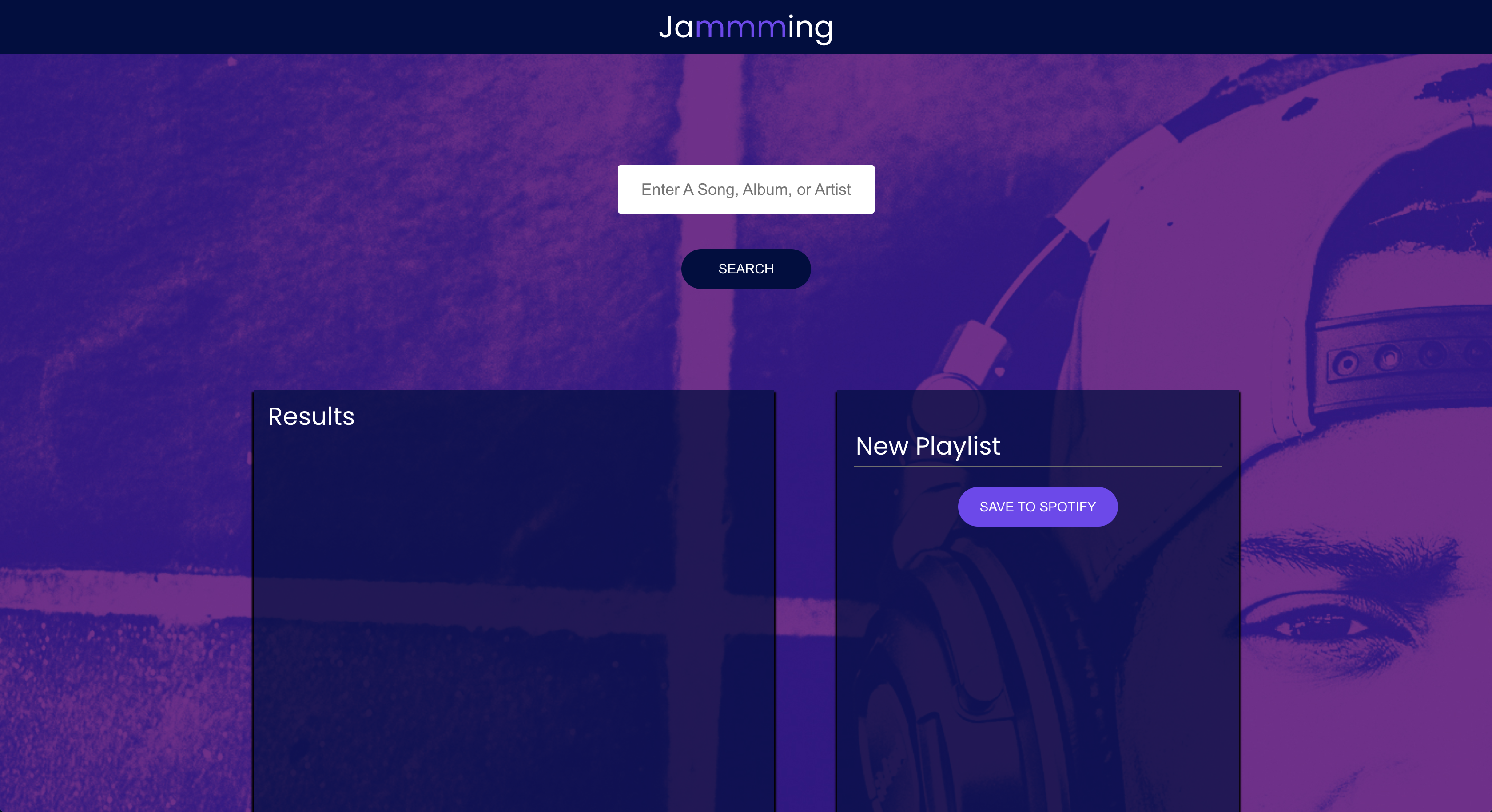 Screenshot of Spotify playlist making app